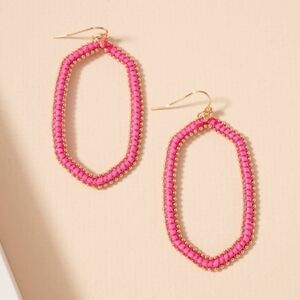 New! Raffia Oval Dangle Earrings